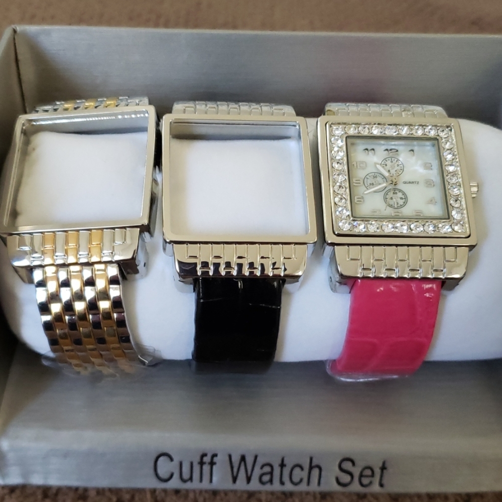 Watch, rhinestone square face fashion watch set
